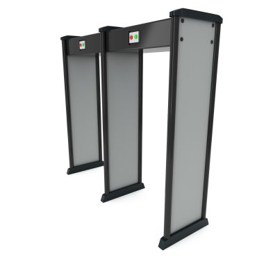 Metal dedektörü tarayıcı. 3d render üzerinde beyaz izole.