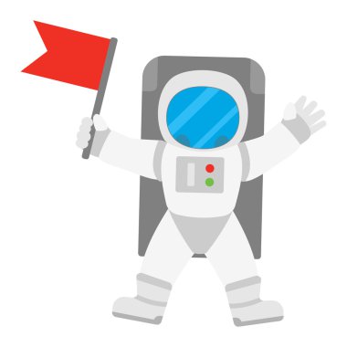 Uzaydaki uzay adamı astronot kırmızı bayrak la