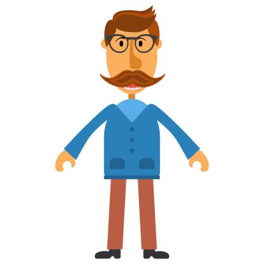 Hipster inek ile gözlük ve şık bıyıklı