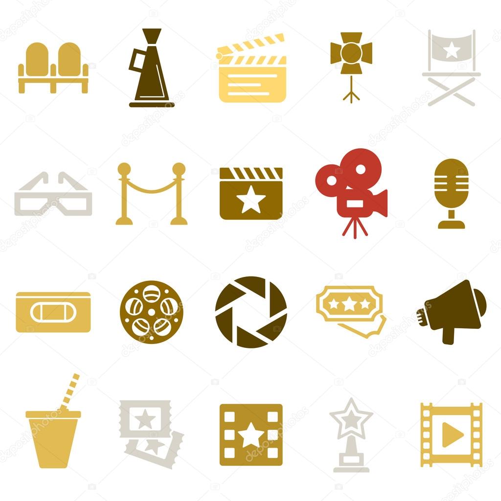 Cinema retro movies icons set. Template vector concept isolated on white