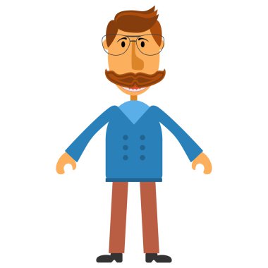 Hipster inek ile gözlük ve şık bıyıklı