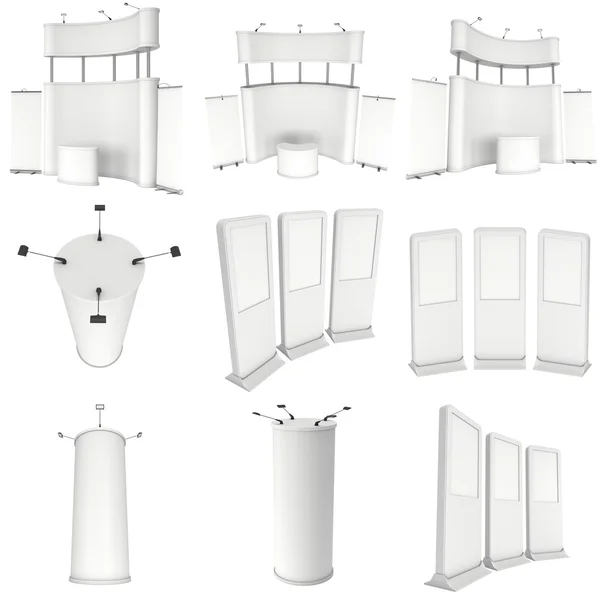 전시회 부스 세트. 플로어 스탠드 컬렉션. — 스톡 사진