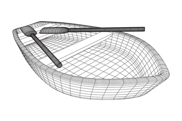 Barco Remo Com Remos Wireframe Baixo Poli Malha Vetor Ilustração — Vetor de Stock