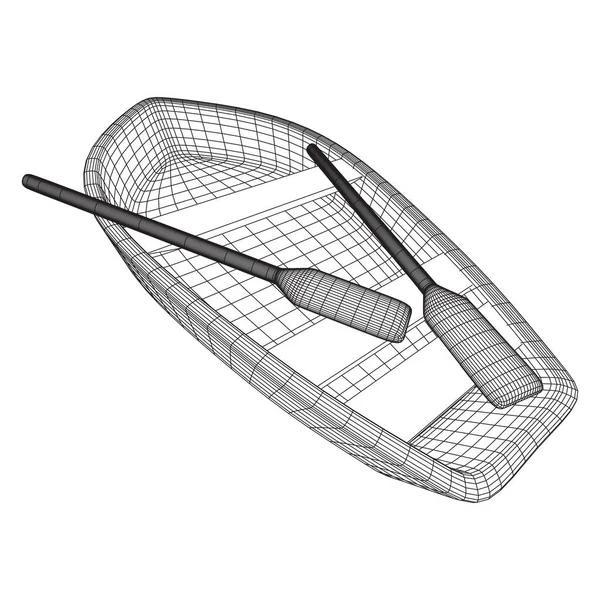 用桨划船 线框低网目矢量图解 — 图库矢量图片