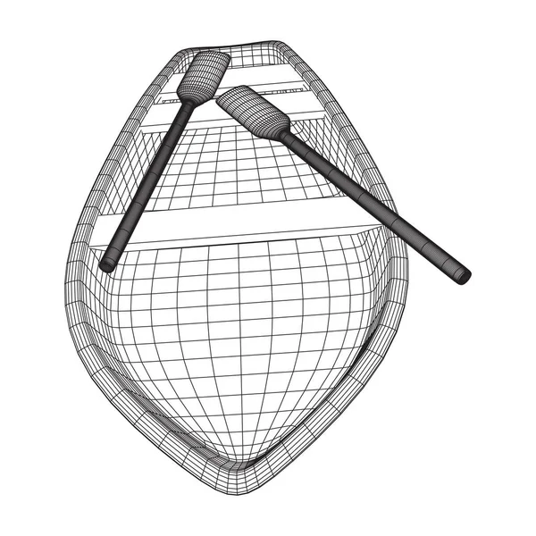 Bateau Rames Avec Pagaies Illustration Vectorielle Faible Maille Poly Filaire — Image vectorielle