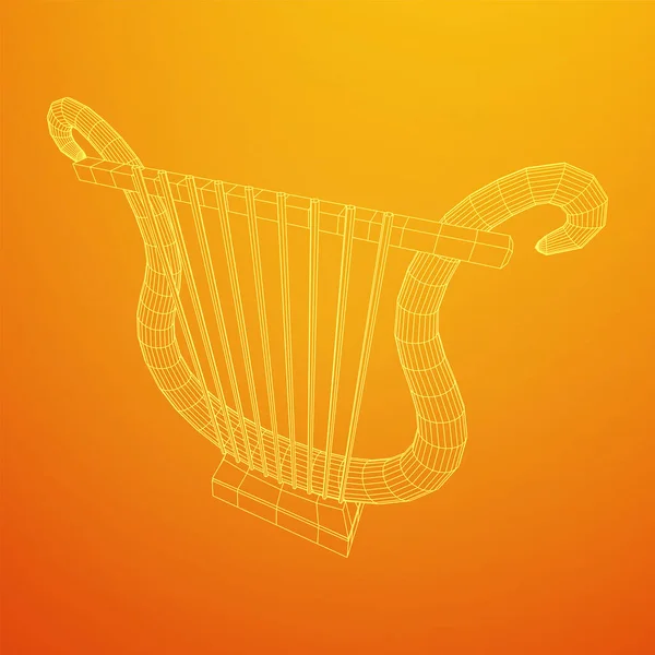 Lira Antiga Instrumento Musical Harpa Conceito Musical Wireframe Baixo Poli —  Vetores de Stock