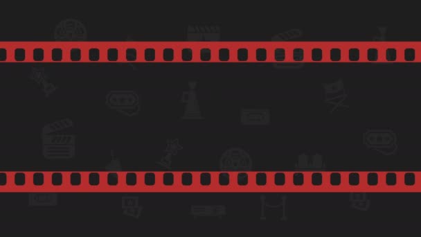 Kino Pozadí Filmovým Proužkem Filmovými Symboly Animace Šablony Abstraktního Návrhu — Stock video