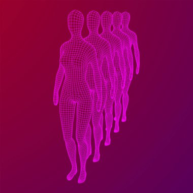 Kadın ya da kadın kuyruğu. Vücut biyolojisi tıp eğitimi konsepti. Kablo çerçevesi düşük poli ağ vektör çizimi.