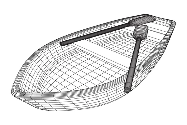 Roddbåt Med Paddel Wireframe Låg Poly Mesh Vektor Illustration — Stock vektor