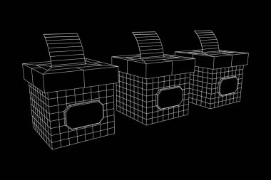 Oy pusulası kağıdıyla birlikte. Kablo çerçevesi düşük poli ağ vektör çizimi.
