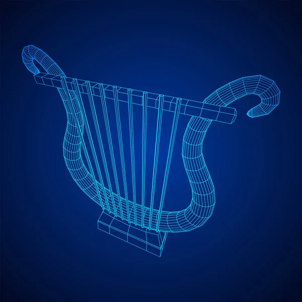 Lira Antiga Instrumento Musical Harpa Conceito Musical Wireframe Baixo Poli —  Vetores de Stock