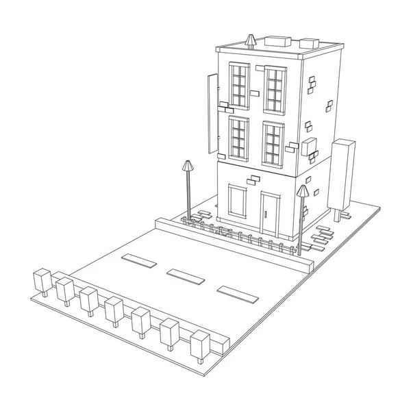 Concepção Imobiliária Cidade Wireframe Baixo Poli Malha Vetor Ilustração —  Vetores de Stock