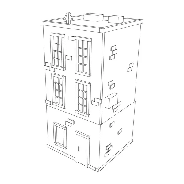 Concepção Imobiliária Cidade Wireframe Baixo Poli Malha Vetor Ilustração —  Vetores de Stock