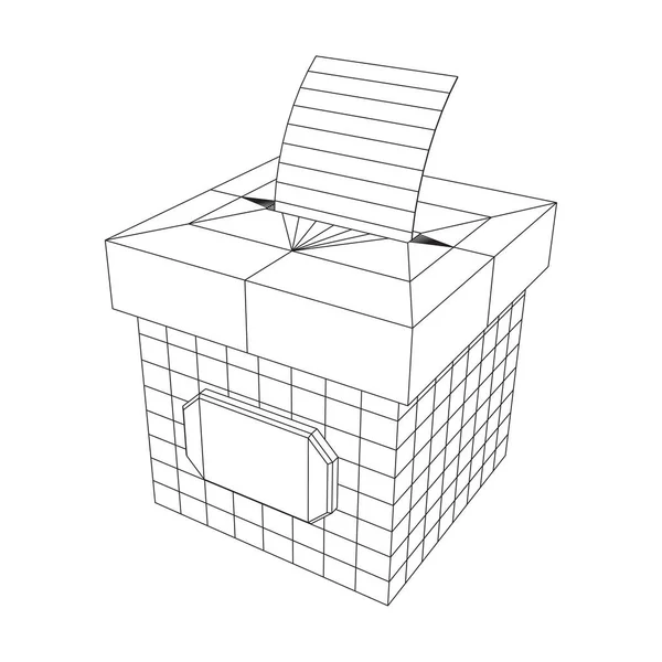 Stembus Met Stembiljet Wireframe Laag Poly Mesh Vector Illustratie — Stockvector