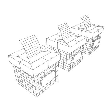 Oy pusulası kağıdıyla birlikte. Kablo çerçevesi düşük poli ağ vektör çizimi.