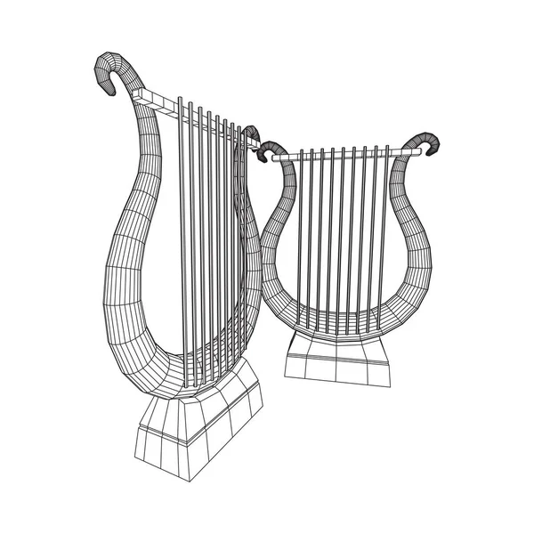 Instrumento Musical Antiguo Lira Arpa Concepto Musical Ilustración Vectores Malla — Archivo Imágenes Vectoriales