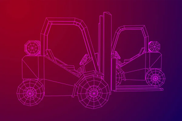 Forklift Yükleyici Kamyonu. Kablo çerçeve çizimi. — Stok Vektör