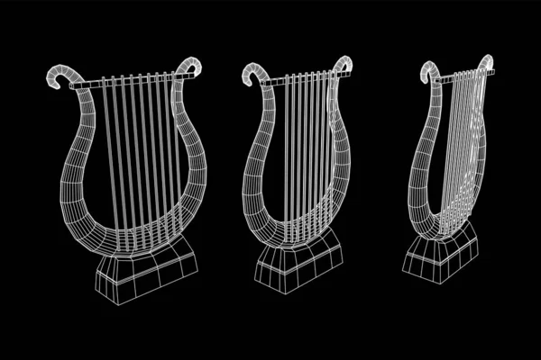 古代の嘘やハープ楽器 — ストックベクタ