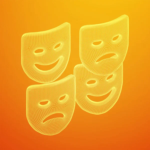 Máscaras teatrais personagem tragédia e comédia — Vetor de Stock