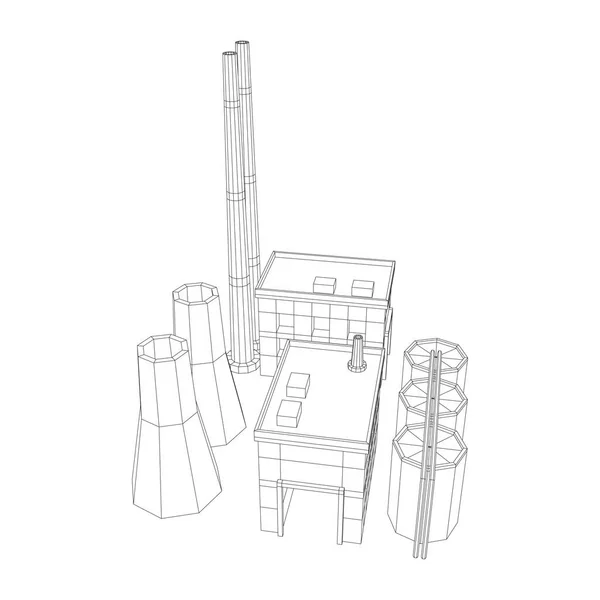 Bâtiment industriel usine de factorie centrale électrique — Image vectorielle