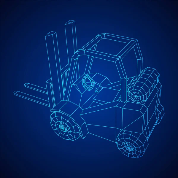 Trucktrucklastare Lastbil Wireframe Låg Poly Mesh Vektor Illustration — Stock vektor