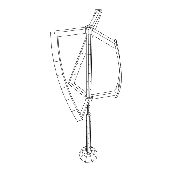 Darrieus Rüzgar Türbini Yel Değirmeni Jeneratörü Kablo Şeması Düşük Polyester — Stok Vektör