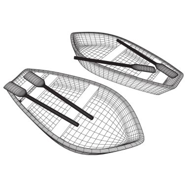 Kürekli sandal. Kablo çerçevesi düşük poli ağ vektör çizimi