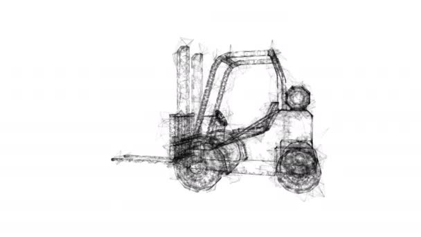 叉车装载机升降机卡车 线框低网目技术 以4K Fullhd和Hd视频提供 — 图库视频影像