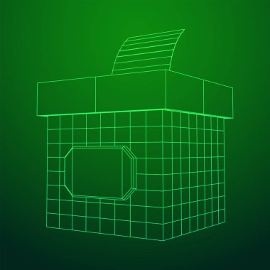 Oy pusulası kağıdıyla birlikte. Kablo çerçevesi düşük poli ağ vektör çizimi.