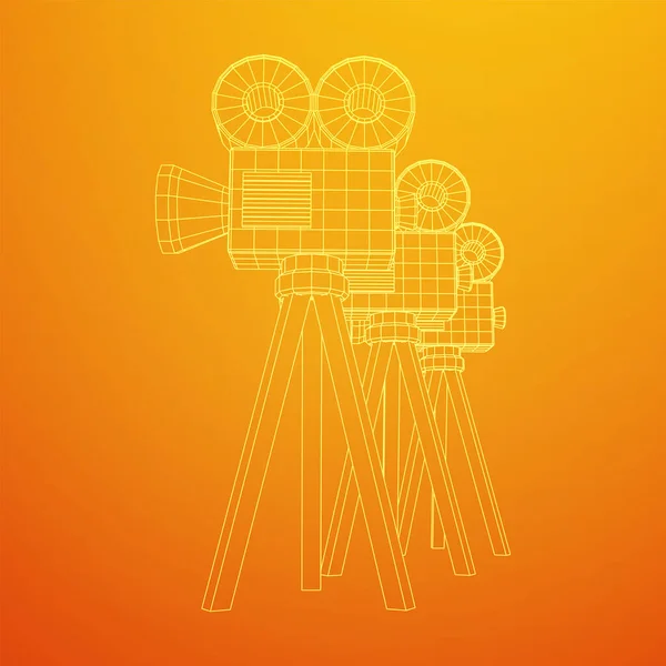 Projecteur Caméra Polygonal Heure Film Spectacle Cinéma Festival Concept Illustration — Image vectorielle