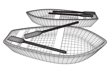 Kürekli sandal. Kablo çerçevesi düşük poli ağ vektör çizimi