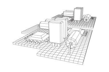 Devre kartı. Elektronik bilgisayar parçaları ana kart. Yarı iletken mikroçip, diyot. Donanım parçaları. Kablo çerçevesi düşük poli ağ vektör çizimi.