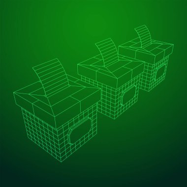 Oy pusulası kağıdıyla birlikte. Kablo çerçevesi düşük poli ağ vektör çizimi.