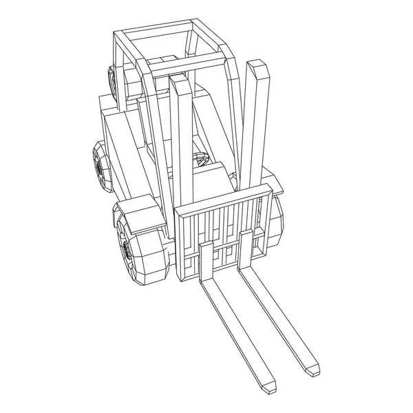 Carretilla Elevadora Carretilla Elevadora Ilustración Vectores Malla Polivinílica Baja Wireframe — Vector de stock