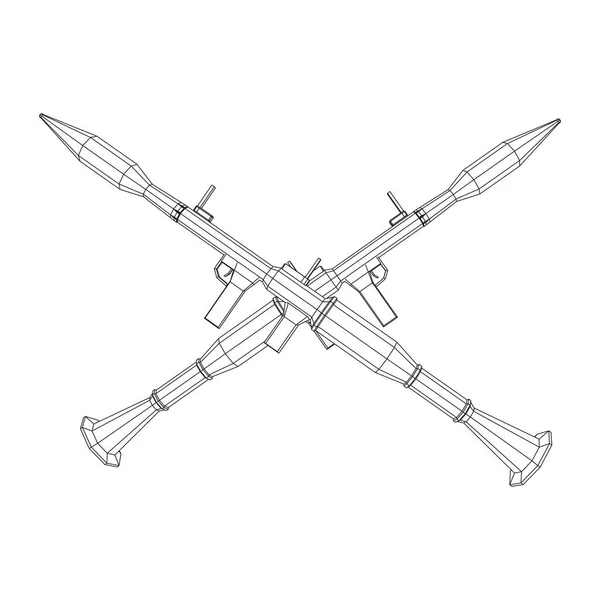 Panzerabwehrrakete Angetriebener Granatenwerfer Rpg Illustration Eines Drahtgittervektors Mit Niedrigem Poly — Stockvektor