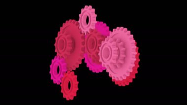 Dişliler. Makine mühendisliği sembolü. Endüstriyel gelişim, motor işi, iş çözümü kavramı. 4K FullHD ve HD videolarda kullanılabilir