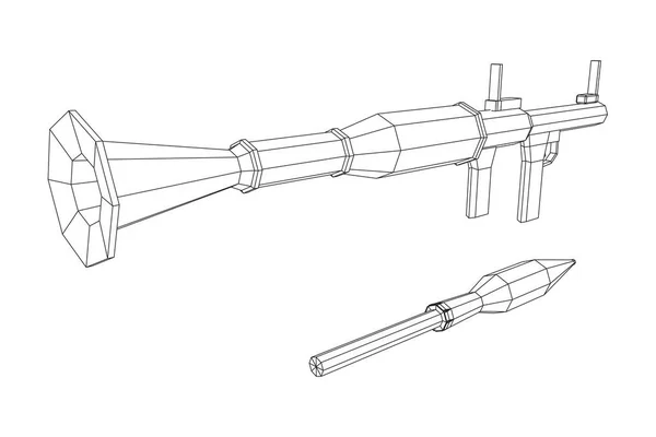 Lanzagranadas Propulsado Por Cohete Antitanque Rpg Ilustración Vectores Malla Polivinílica — Archivo Imágenes Vectoriales