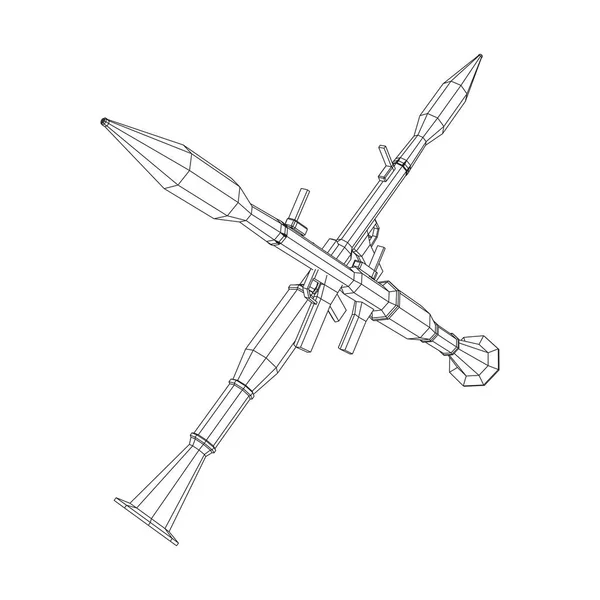 Panzerabwehrrakete Angetriebener Granatenwerfer Rpg Illustration Eines Drahtgittervektors Mit Niedrigem Poly — Stockvektor