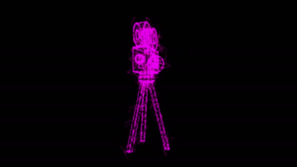 Meerhoekige Camera Projector Filmtijd Toon Filmfestival Concept Wireframe Low Poly — Stockvideo