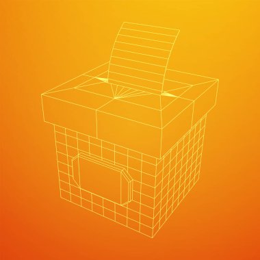 Oy pusulası kağıdıyla birlikte. Kablo çerçevesi düşük poli ağ vektör çizimi.