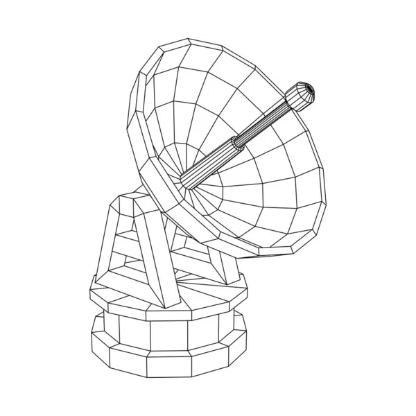 Радар Напрямна Радіо Антена Супутниковою Тарілкою Астрономічний Радіотелескоп Рамка Низькою — стоковий вектор