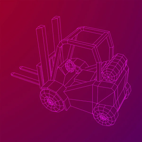 Vorkheftrucklader Heftruck Wireframe Laag Poly Mesh Vector Illustratie — Stockvector