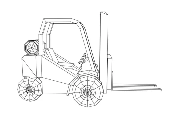 Gabelstapler Hubwagen Illustration Eines Drahtgittervektors Mit Niedrigem Poly Netz — Stockvektor