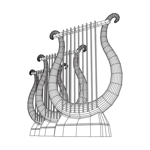 Instrumento Musical Antiguo Lira Arpa Concepto Musical Ilustración Vectores Malla — Archivo Imágenes Vectoriales