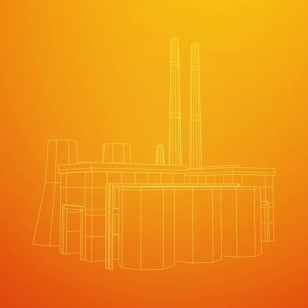 Промышленное Здание Завода Завода Электростанции Вифрамовая Векторная Иллюстрация Низким Содержанием — стоковый вектор