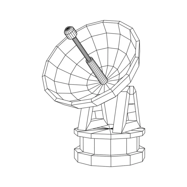 Радар Напрямна Радіо Антена Супутниковою Тарілкою Астрономічний Радіотелескоп Рамка Низькою — стоковий вектор