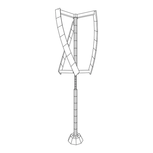 Windkraftanlage Darrieus Windmühlen Generator Drahtgitter Mit Niedrigem Poly Mesh Vektorillustration — Stockvektor