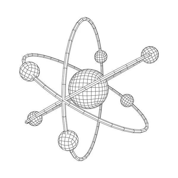 Modelo Planetário Átomo Com Núcleo Elétrons Girando Órbitas Tecnologia Nano — Vetor de Stock