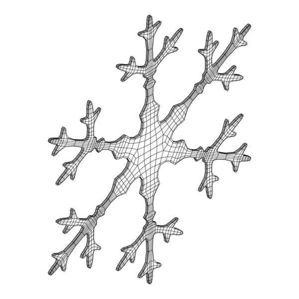 Floco Neve Wireframe Baixo Poli Malha Vetor Ilustração — Vetor de Stock