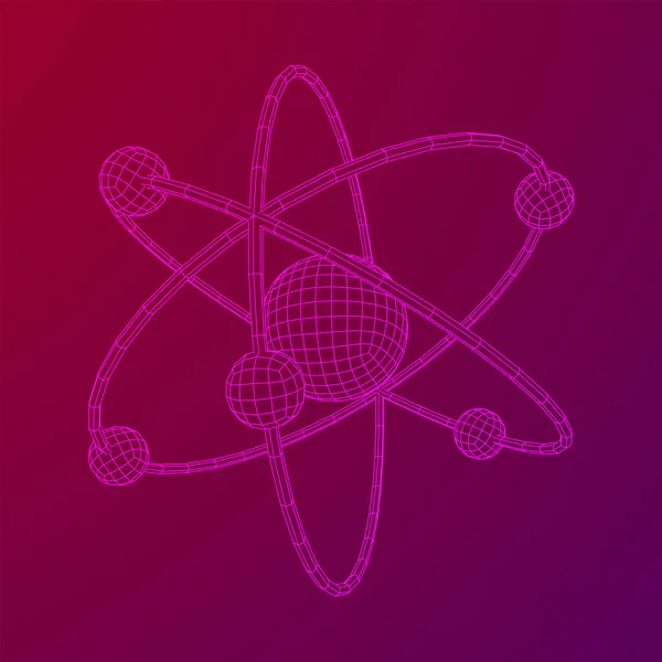 Modello Planetario Atomo Con Nucleo Elettroni Che Filano Sulle Orbite — Vettoriale Stock